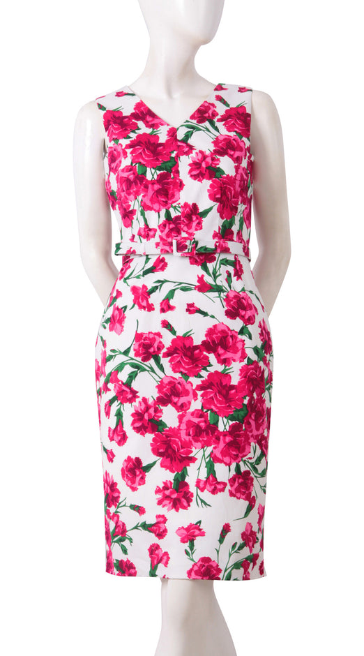 Sleeveless | Carnation | White Rose | Front | Dress By Samantha Sung